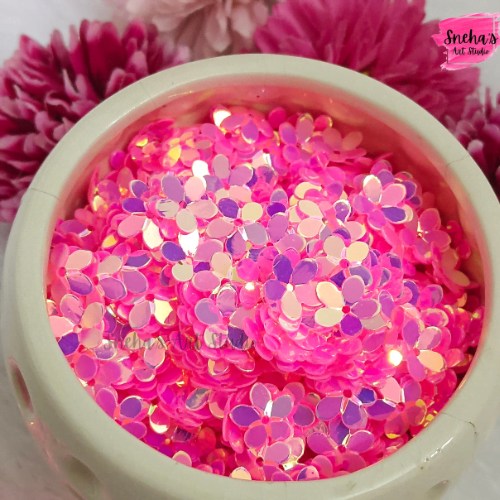 Vibrant Pink Flower Sequins